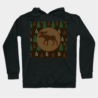 Rustic Moose with Pine Tree and Branch Hoodie